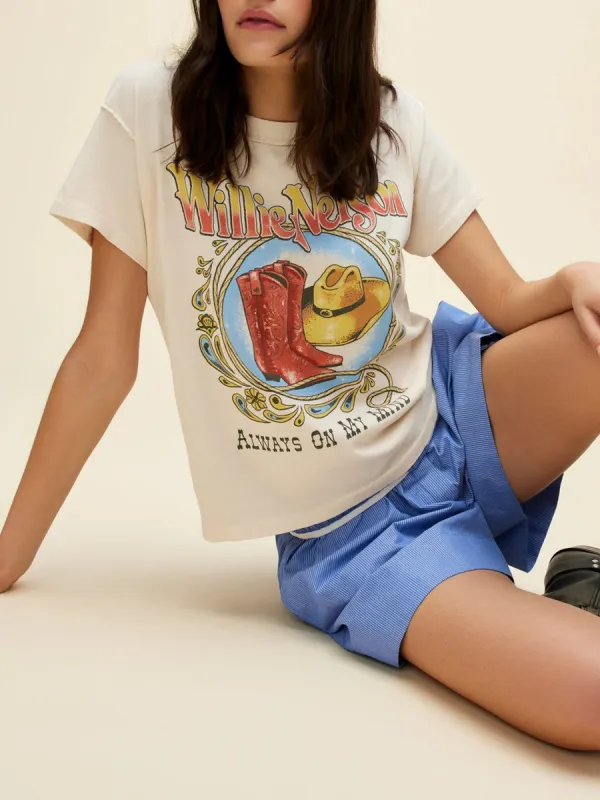 DAYDREAMER Willie Nelson Paisley Reverse Girlfriend Tee sold by 27 Boutique