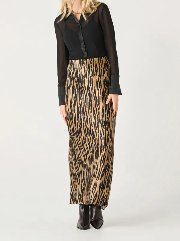 BLACK TAPE Leopard Satin Slip Maxi Skirt sold by 27 Boutique