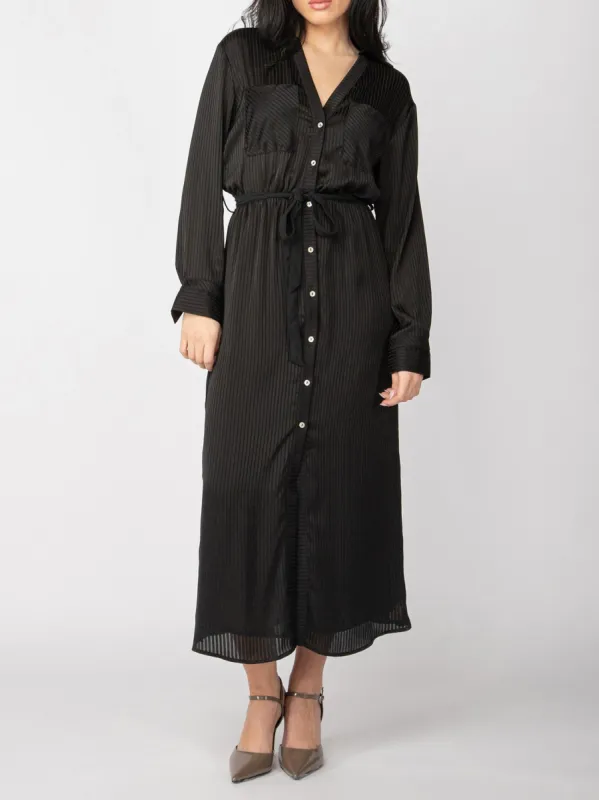 BLACK TAPE Button Front Belted Midi Dress made by 27 Boutique