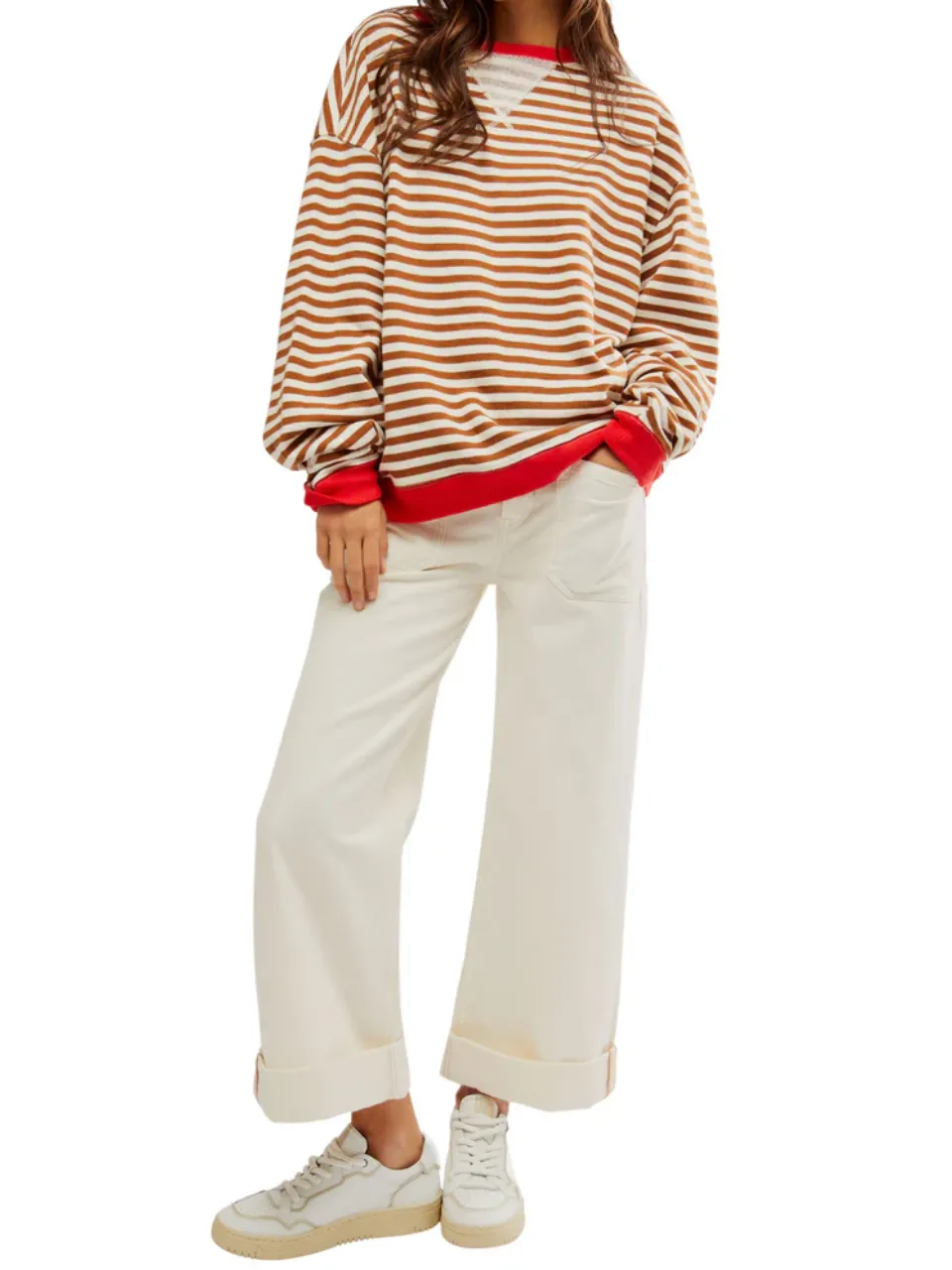 FREE PEOPLE Classic Striped Oversized Crewneck sold by 27 Boutique