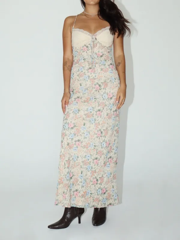 27 Lace Trim Open Back Floral Maxi Dress sold by 27 Boutique
