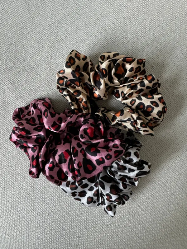 27 Satin Leopard Print Scrunchie 3 Piece Set sold by 27 Boutique