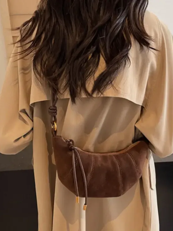 27 Faux Suede Crescent Crossbody Bag sold by 27 Boutique