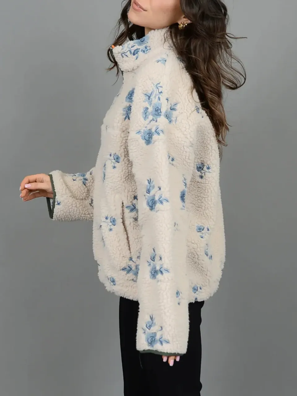 RD STYLE Half Zip Floral Sherpa Jacket sold by 27 Boutique product image thumbnail 2
