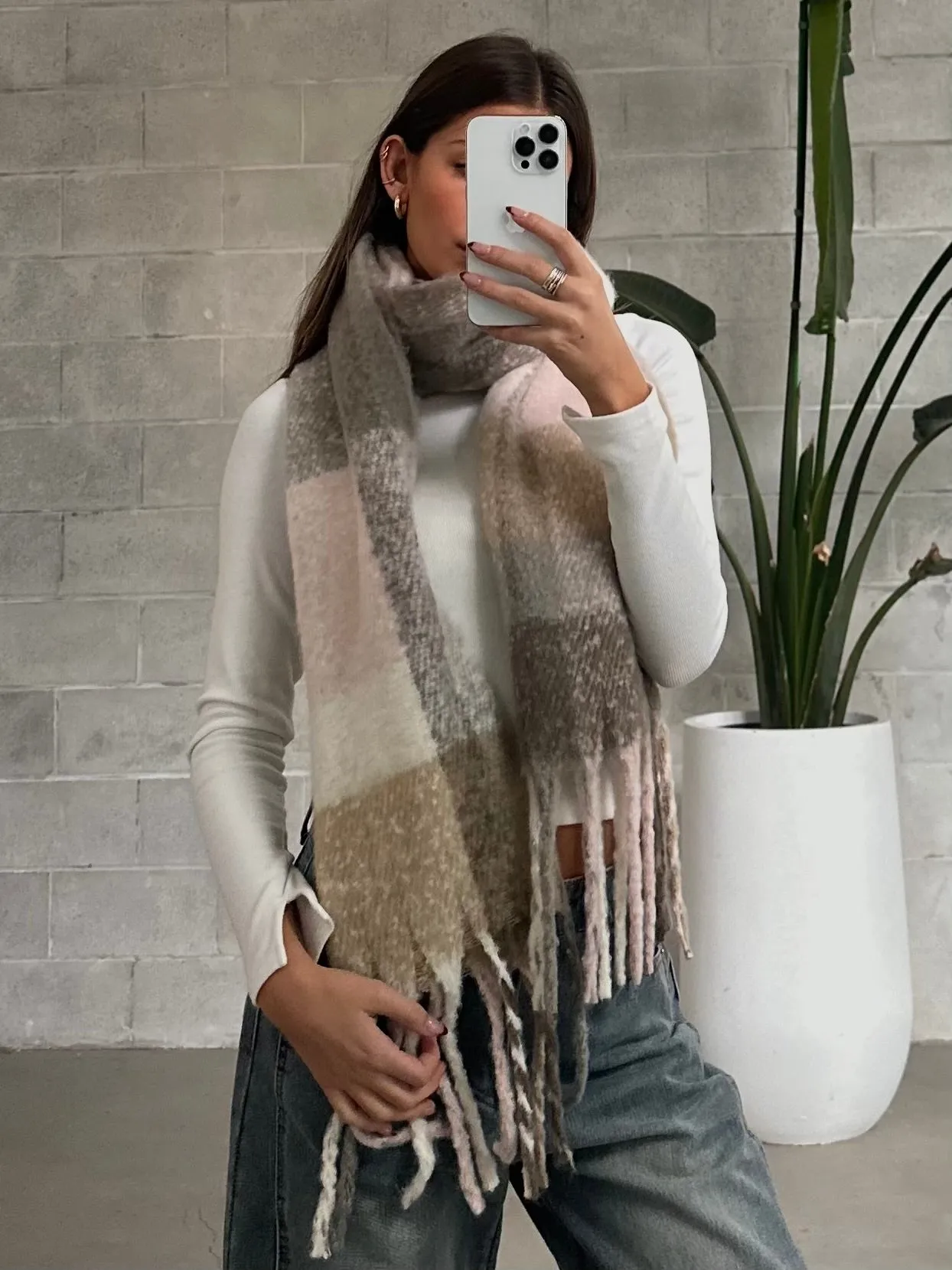 PIECES Gingham Long Blanket Scarf sold by 27 Boutique product image thumbnail 2