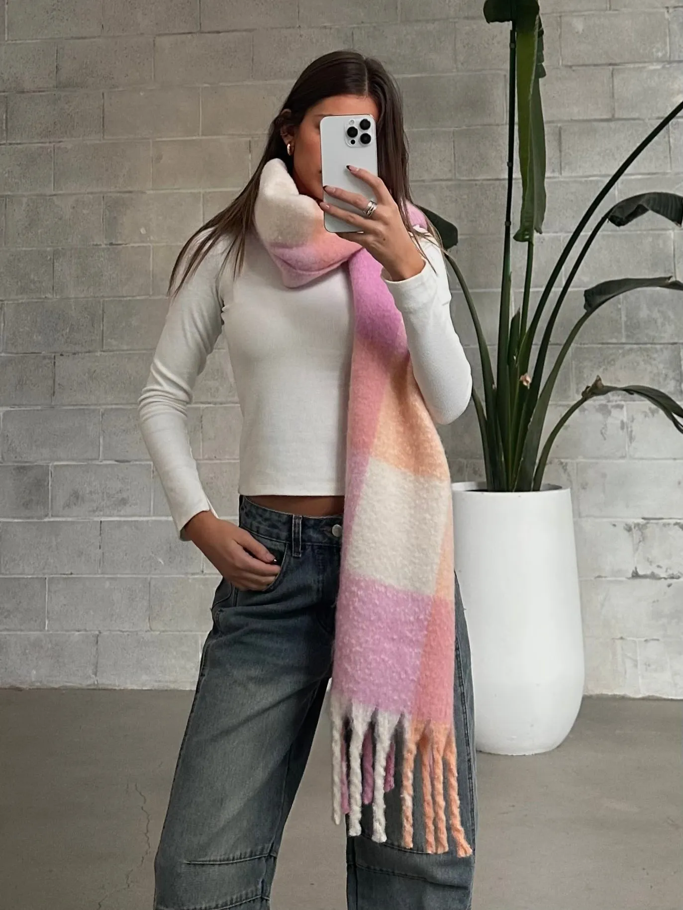 PIECES Gingham Long Blanket Scarf sold by 27 Boutique product image thumbnail 3