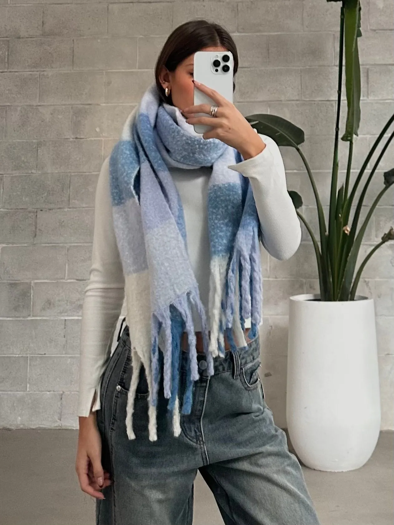 PIECES Gingham Long Blanket Scarf sold by 27 Boutique