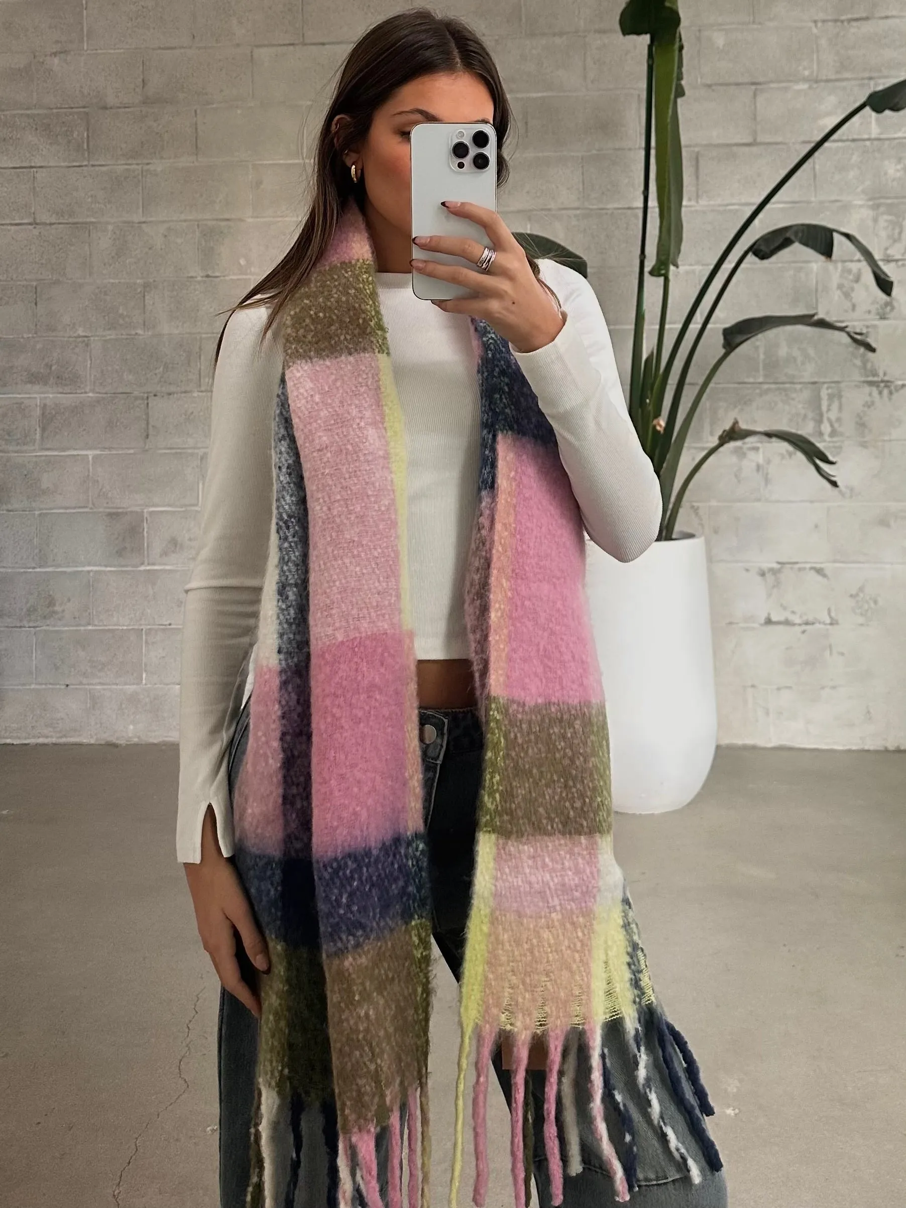 PIECES Gingham Long Blanket Scarf sold by 27 Boutique product image thumbnail 4