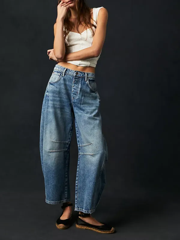 FREE PEOPLE Good Luck Mid Rise Barrel Jean made by Free People