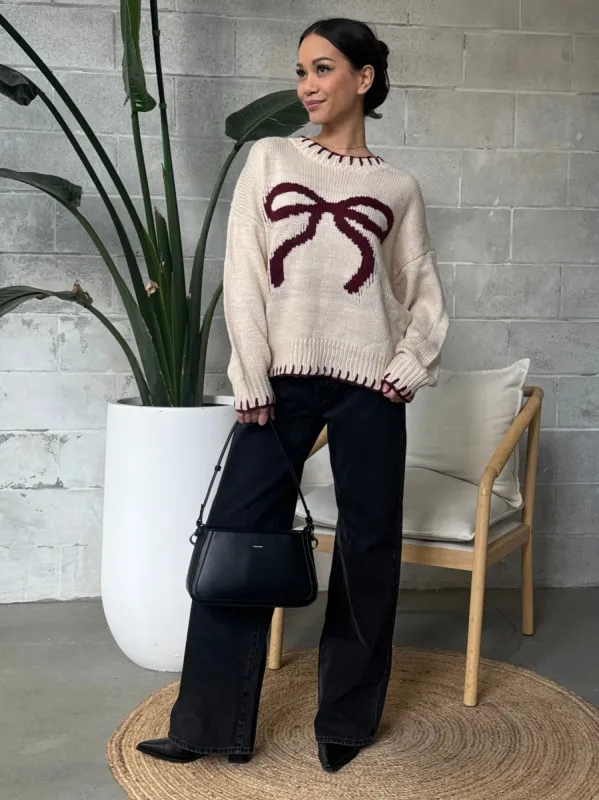 27 Knit Bow Ribbon Sweater sold by 27 Boutique