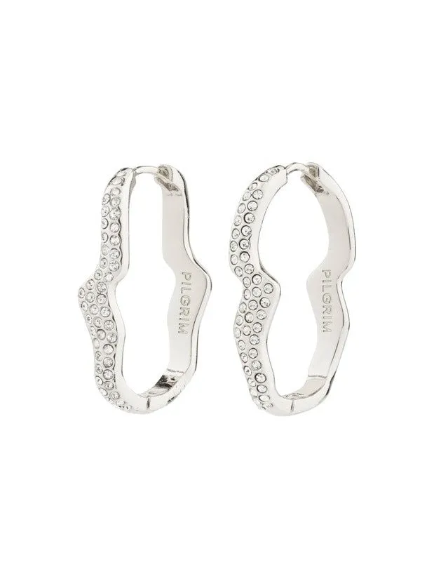 PILGRIM Connect Wavy Crystal Hoop Earrings sold by 27 Boutique