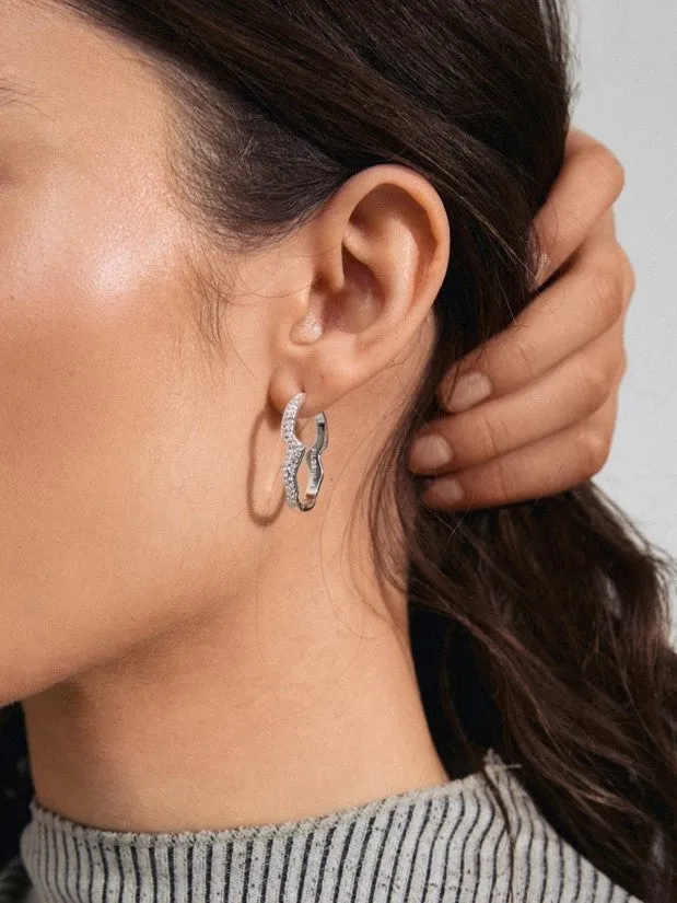 PILGRIM Connect Wavy Crystal Hoop Earrings sold by 27 Boutique product image thumbnail 3