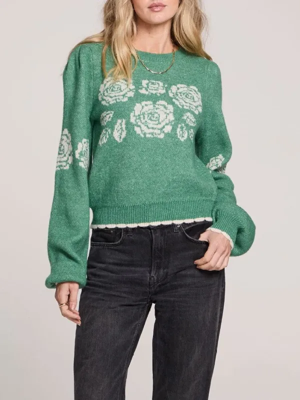 SALTWATER LUXE Elima Floral Knit Sweater sold by 27 Boutique