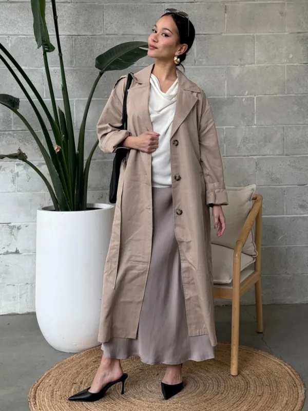ONLY Long Line Belted Trench Coat sold by 27 Boutique