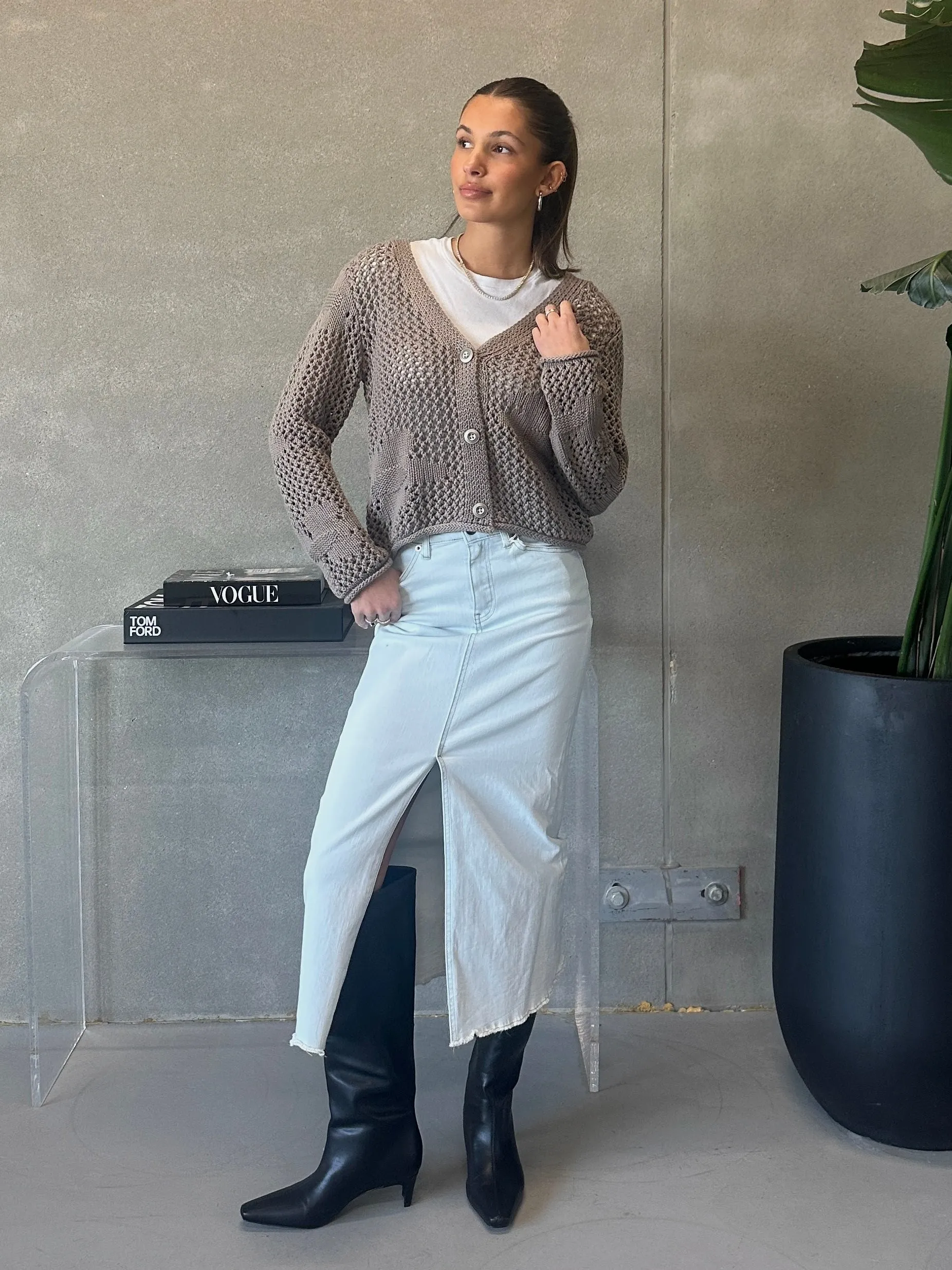 DEX Button Front Floral Crochet Cardigan Sweater sold by 27 Boutique