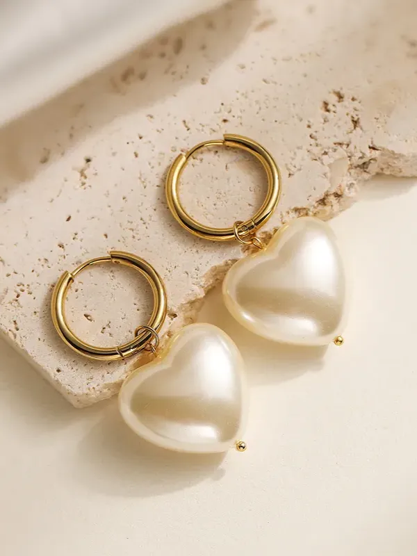 27 Pearl Heart Hoop Earrings sold by 27 Boutique
