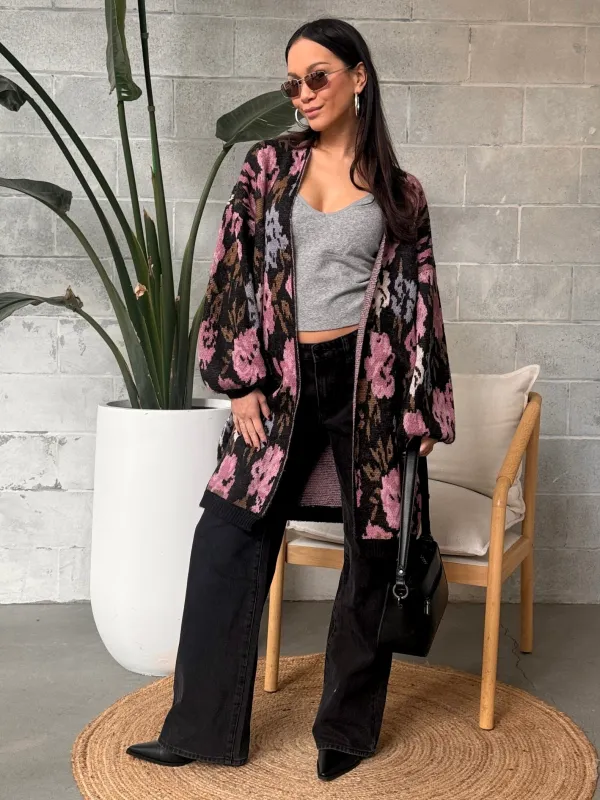 SALTWATER LUXE Emer Long Open Floral Cardigan sold by 27 Boutique