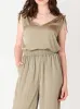 BLACK TAPE V-Neck Tie Shoulder Top And Flowy Wide Leg Pant Set sold by 27 Boutique