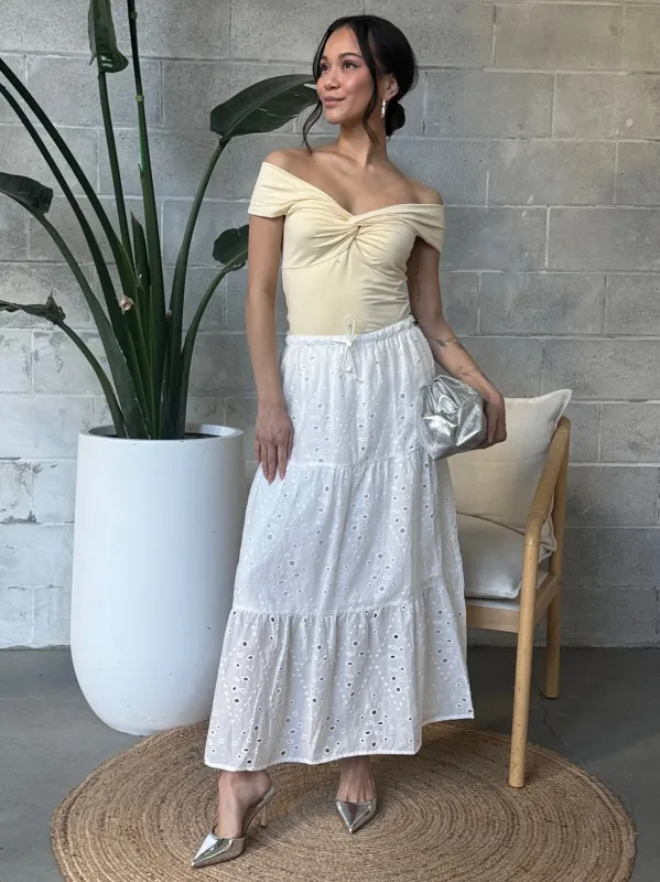 ROOM 34 Embroidered Eyelet Maxi Skirt made by Dex