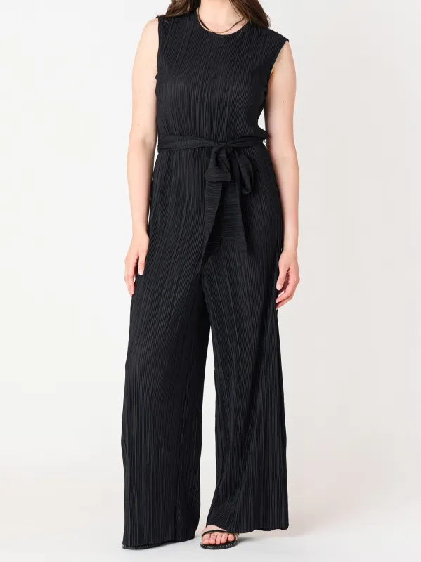 BLACK TAPE Plisse Belted Waist Jumpsuit sold by 27 Boutique