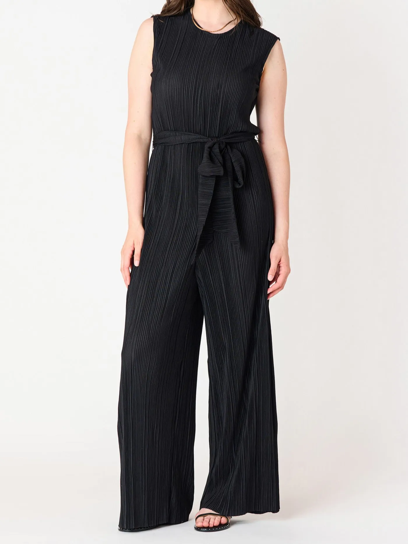 BLACK TAPE Plisse Belted Waist Jumpsuit sold by 27 Boutique