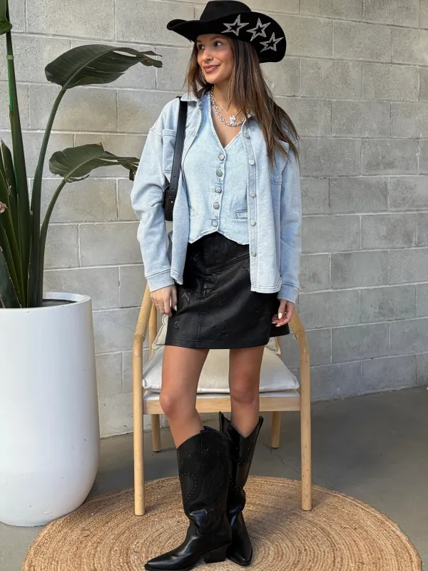 DEX Knit Denim Shirt Jacket sold by 27 Boutique