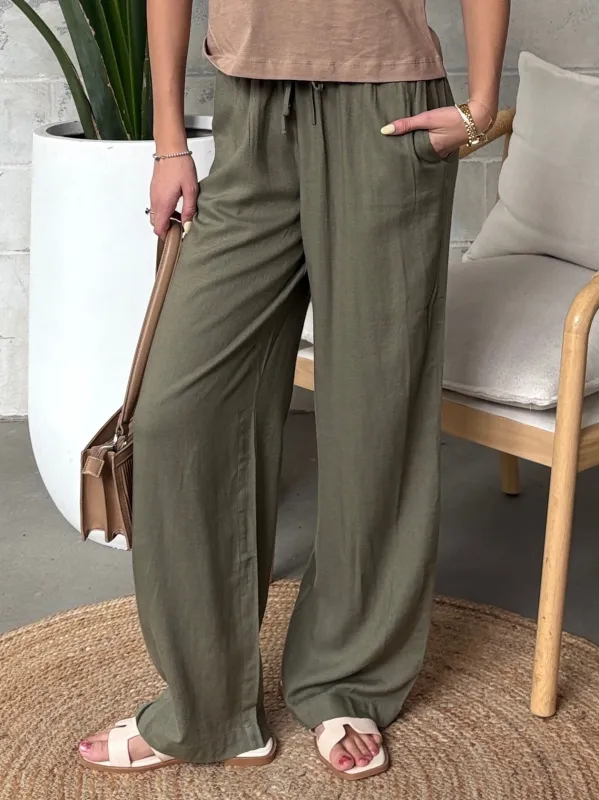 PIECES High Waisted Wide Leg Drawstring Pant sold by 27 Boutique