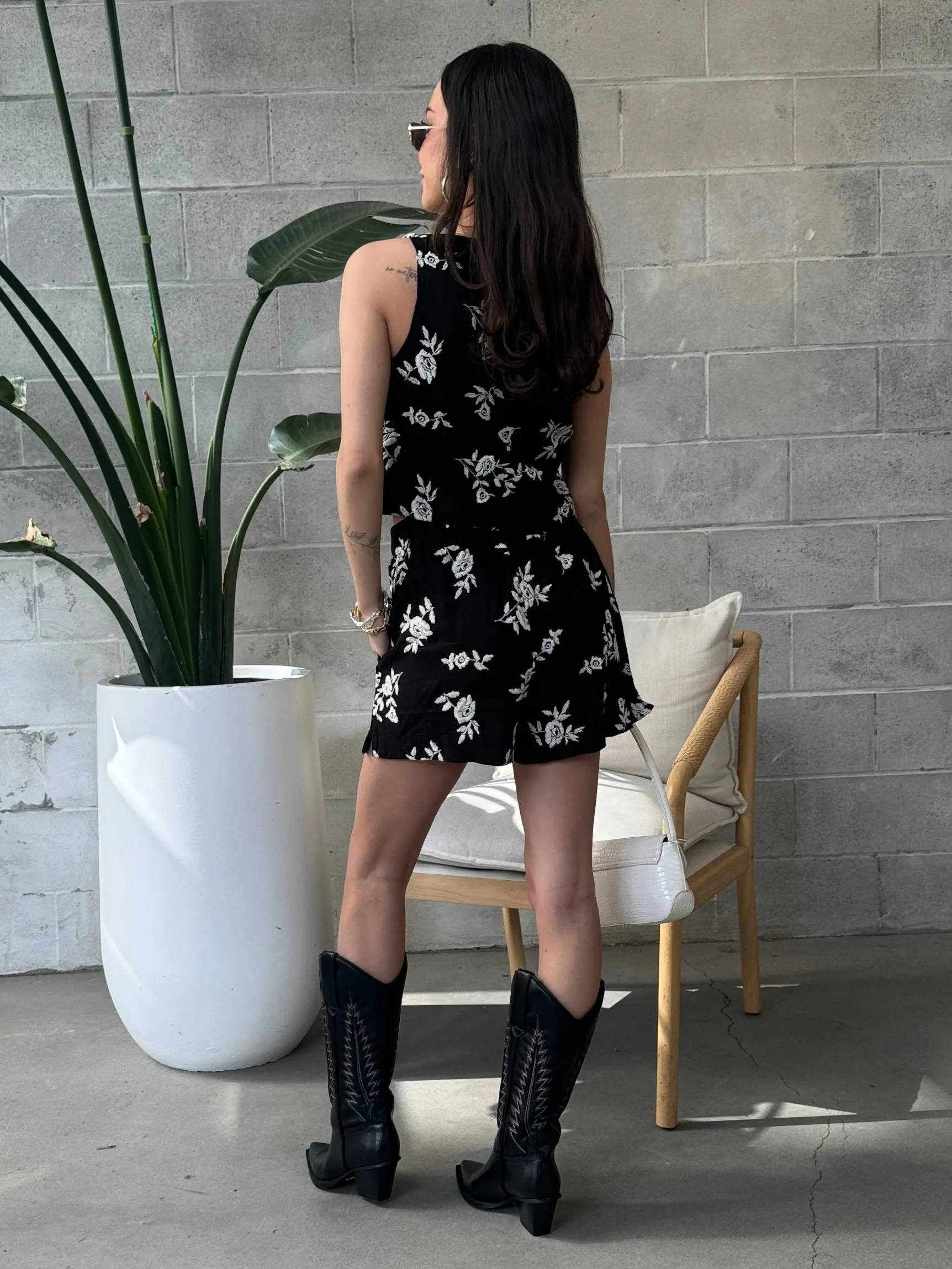 BLACK TAPE Embroidered Linen Square Neck Top and Short Set sold by 27 Boutique product image thumbnail 2