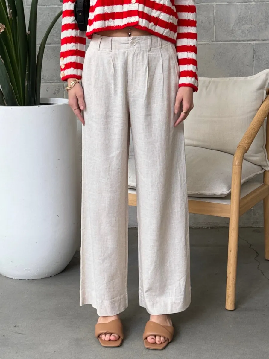 DEX Wide Leg Linen Button Front Pleated Pant sold by 27 Boutique