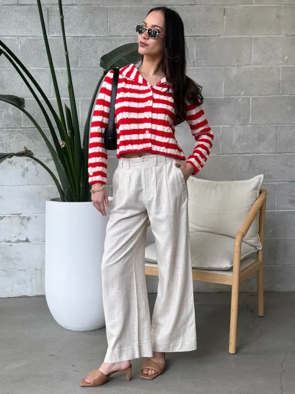 DEX Striped Sailor Collar Cardigan sold by 27 Boutique