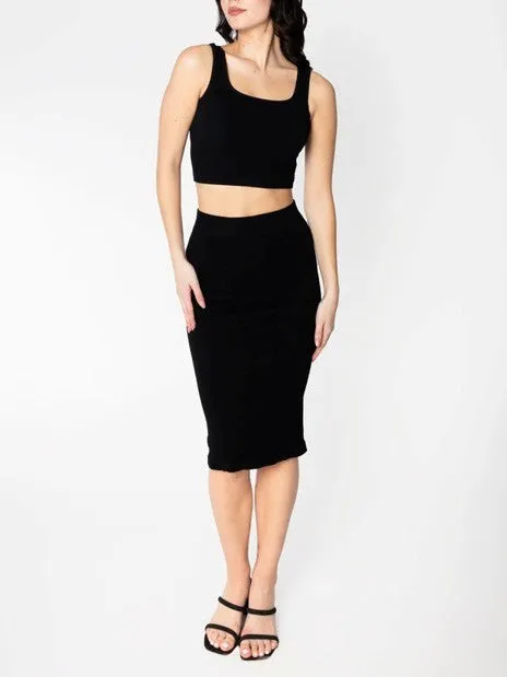C'EST MOI Bamboo Rib Midi Skirt sold by 27 Boutique
