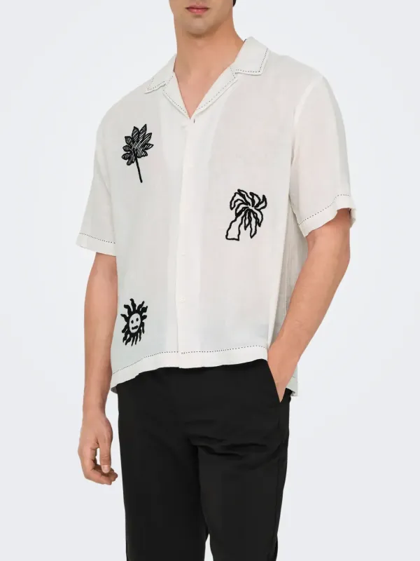ONLY Aiden Unisex Embroidered Linen Shirt sold by 27 Boutique