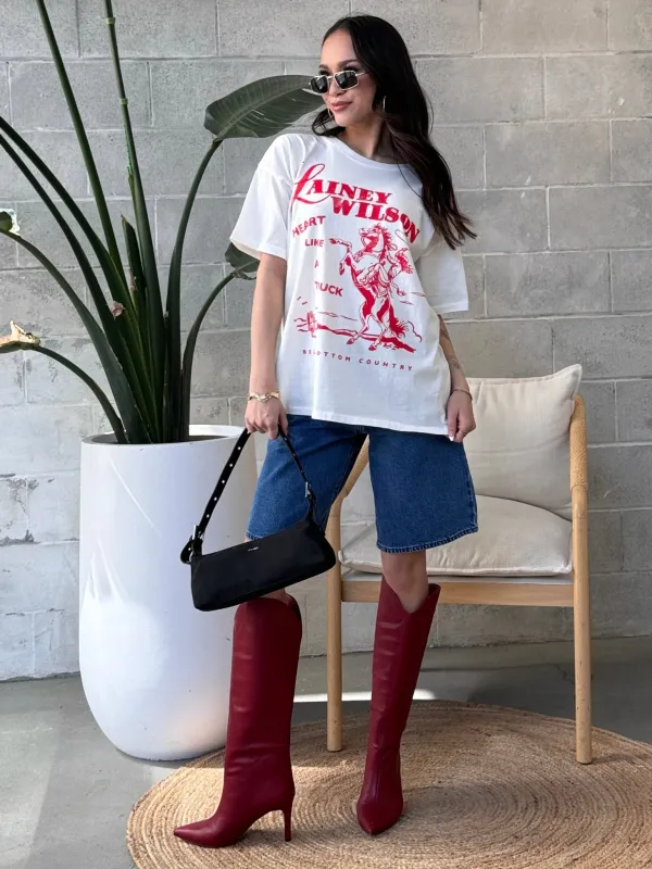 DAYDREAMER Lainey Wilson Bell Bottom Country Merch Tee made by Daydreamer