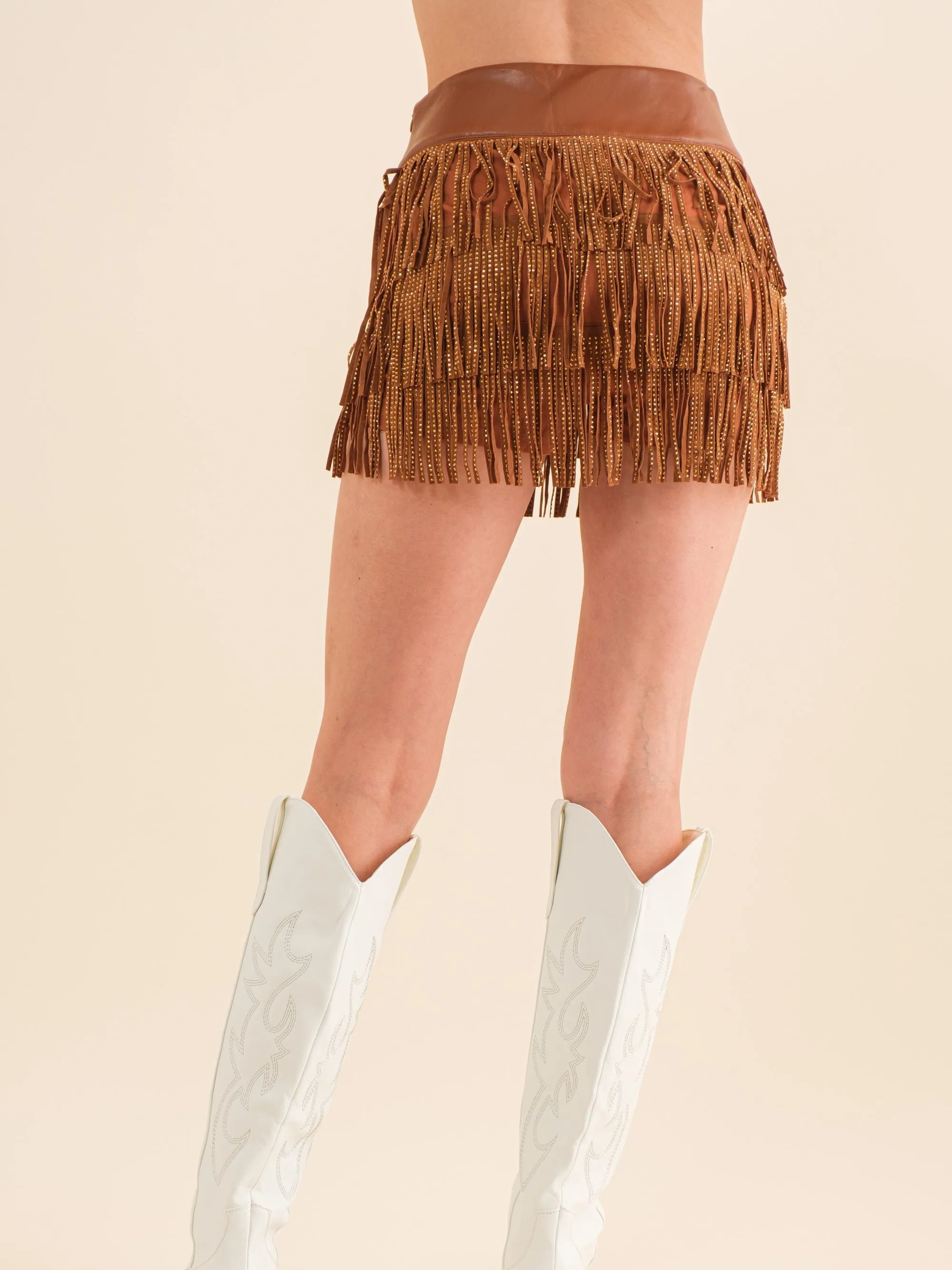 27 Faux Leather Studded Fringe Skort sold by 27 Boutique product image thumbnail 3