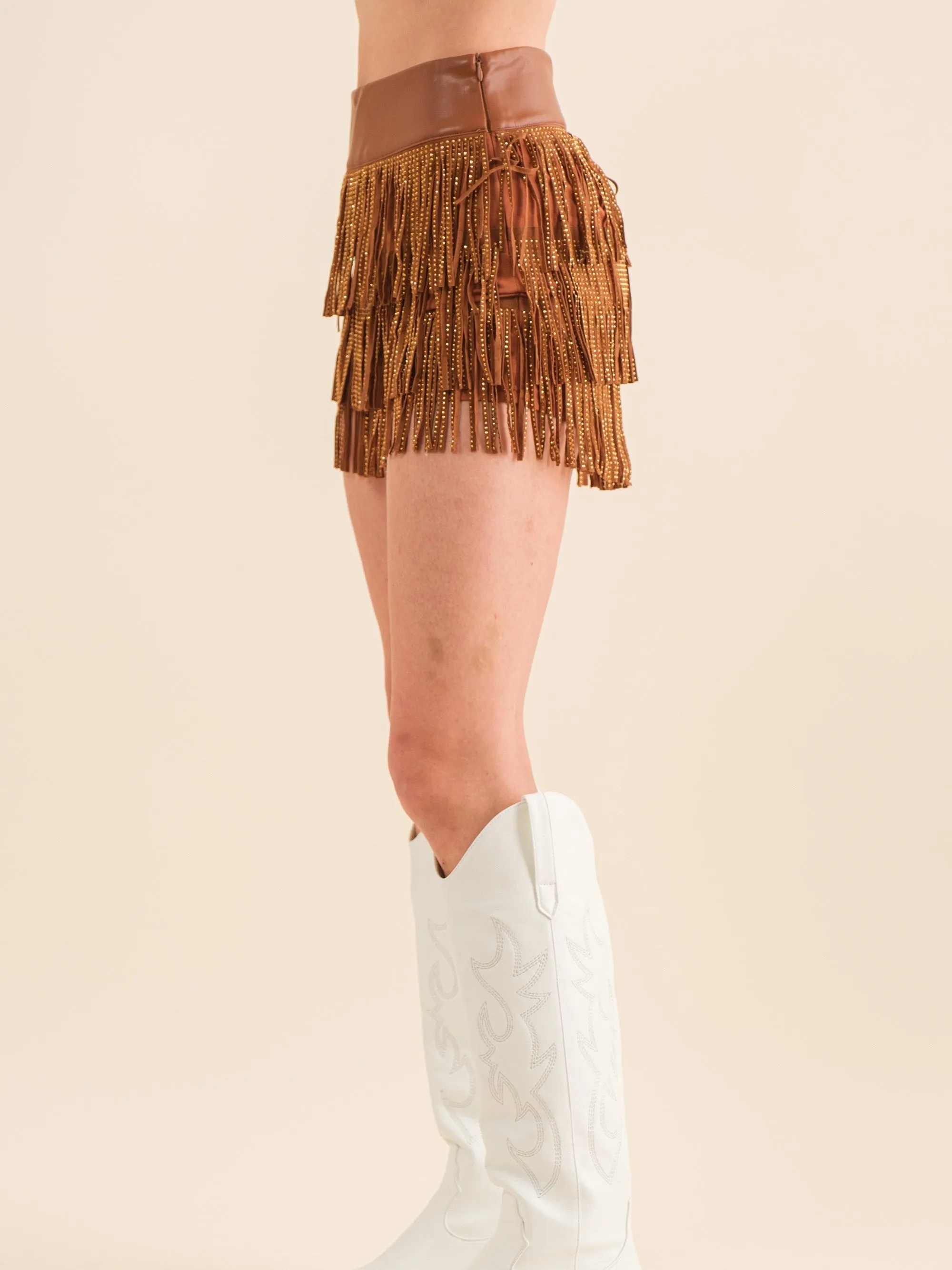 27 Faux Leather Studded Fringe Skort sold by 27 Boutique product image thumbnail 5