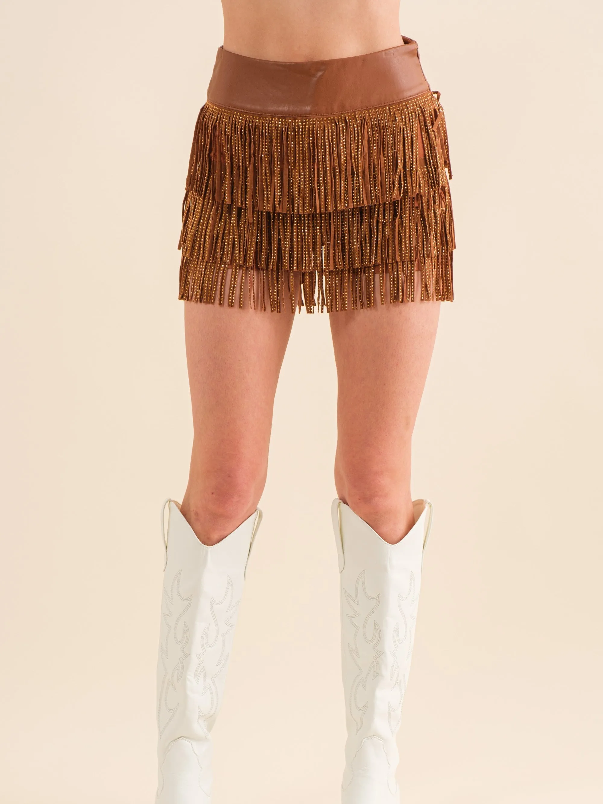27 Faux Leather Studded Fringe Skort sold by 27 Boutique product image thumbnail 4