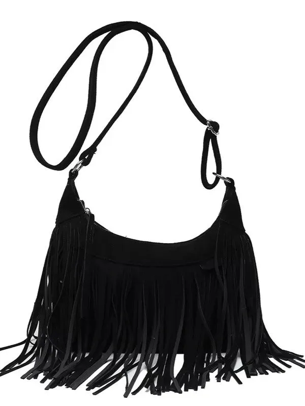 27 Faux Suede Fringe Shoulder Bag sold by 27 Boutique