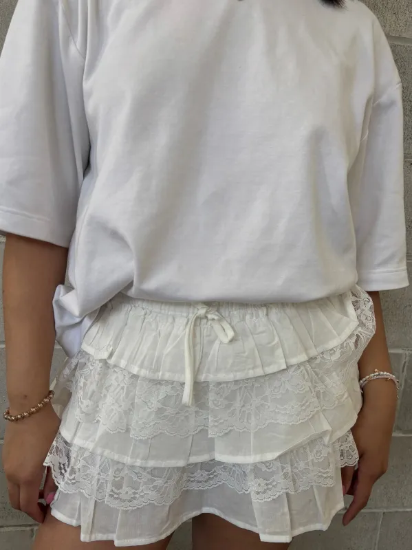 27 Tiered Lace Ruffle Mini Skort sold by 27 Boutique