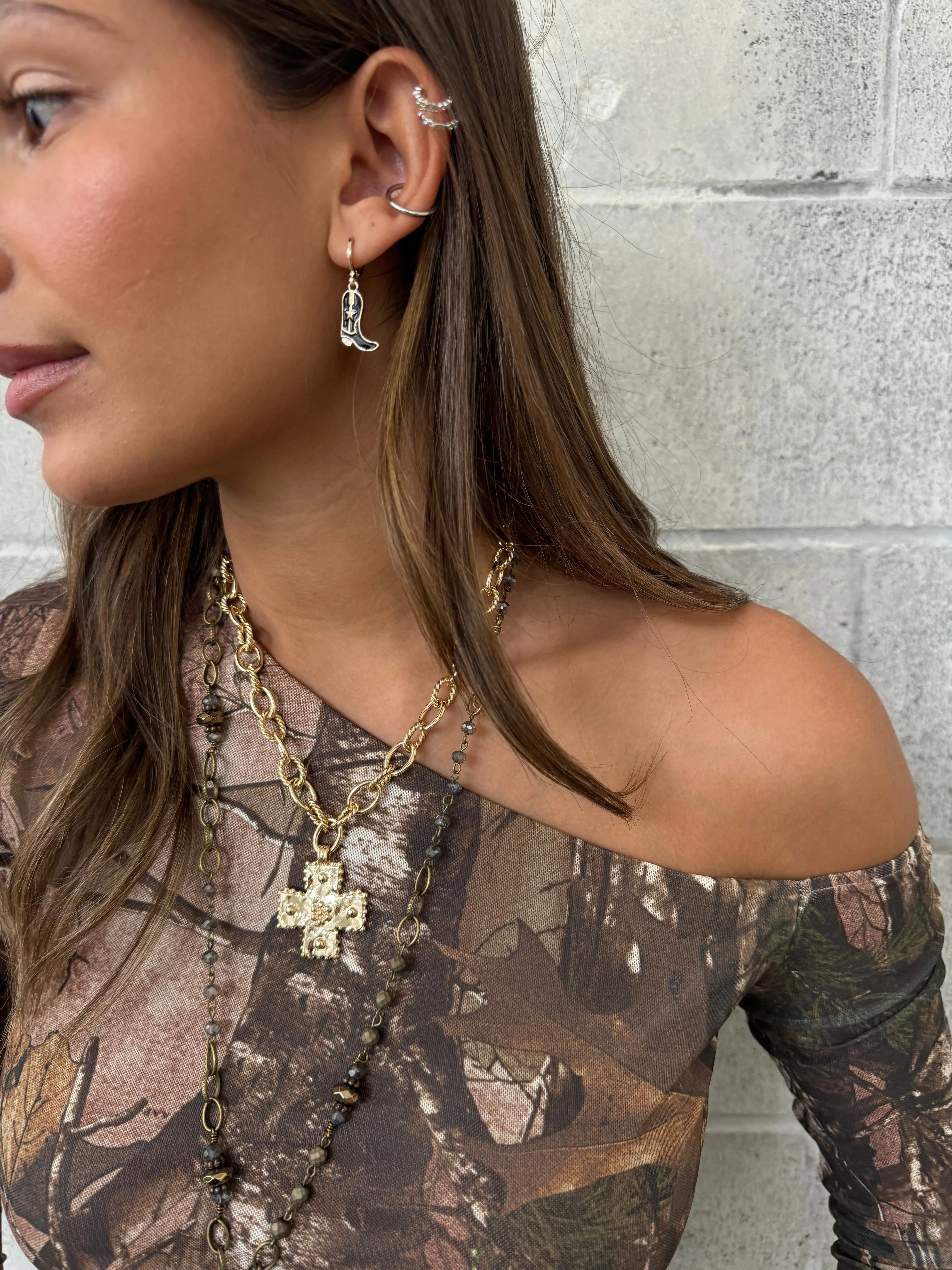 27 Chunky Cross Pendant Necklace sold by 27 Boutique