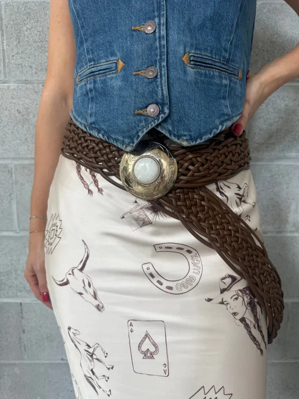 27 Faux Leather Braided Concho Belt sold by 27 Boutique