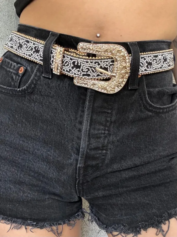 27 Paisley Rhinestone Western Belt sold by 27 Boutique