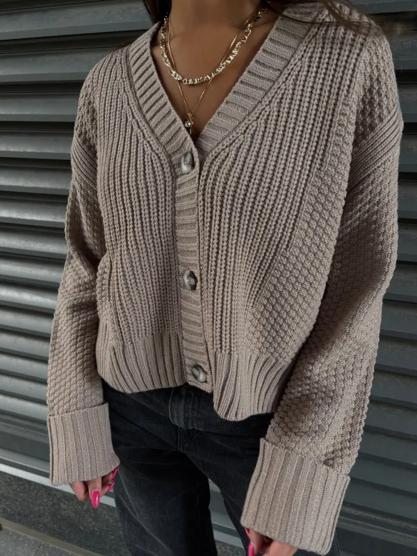 DEX Cuffed Sleeve Textured Cardigan sold by 27 Boutique
