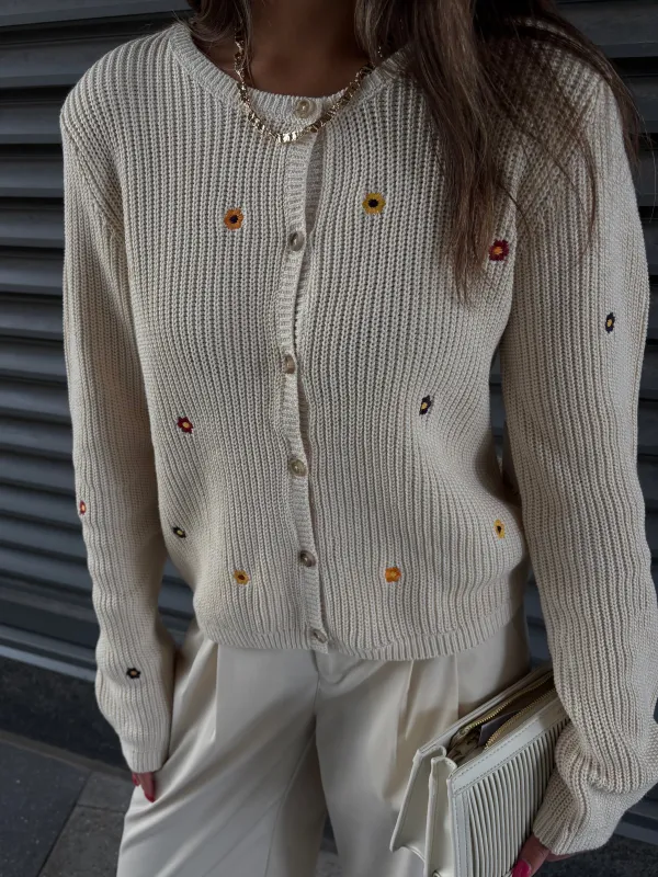 DEX Floral Embroidered Button Front Cardigan sold by 27 Boutique