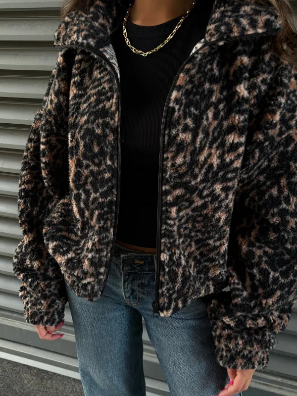 ONLY Lana Leopard Print Sherpa Jacket sold by 27 Boutique