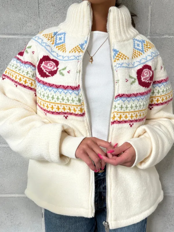 RD STYLE Rose Zip Up Knit Jacket sold by 27 Boutique