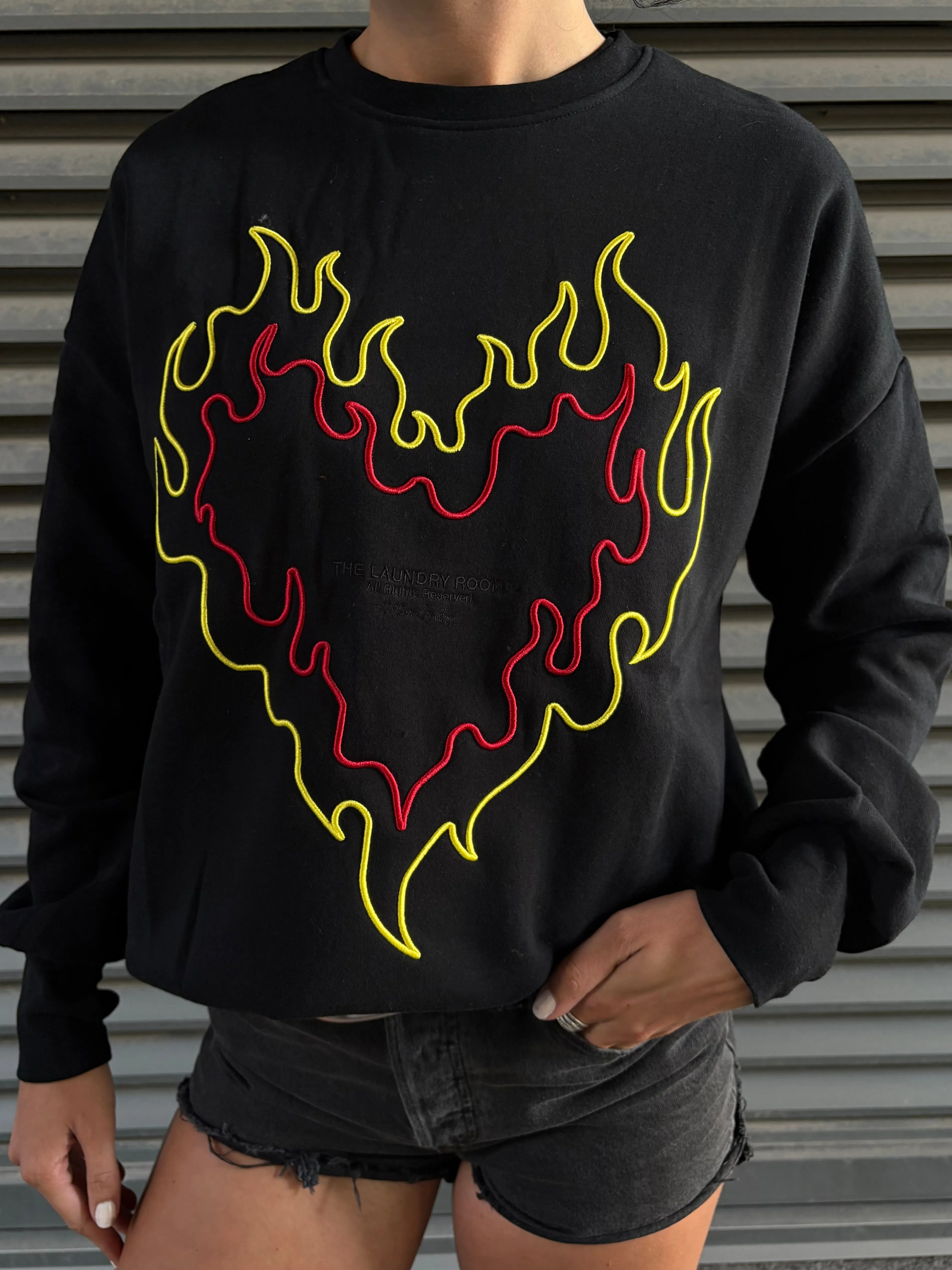 THE LAUNDRY ROOM Burn Heart Crewneck Sweatshirt sold by 27 Boutique