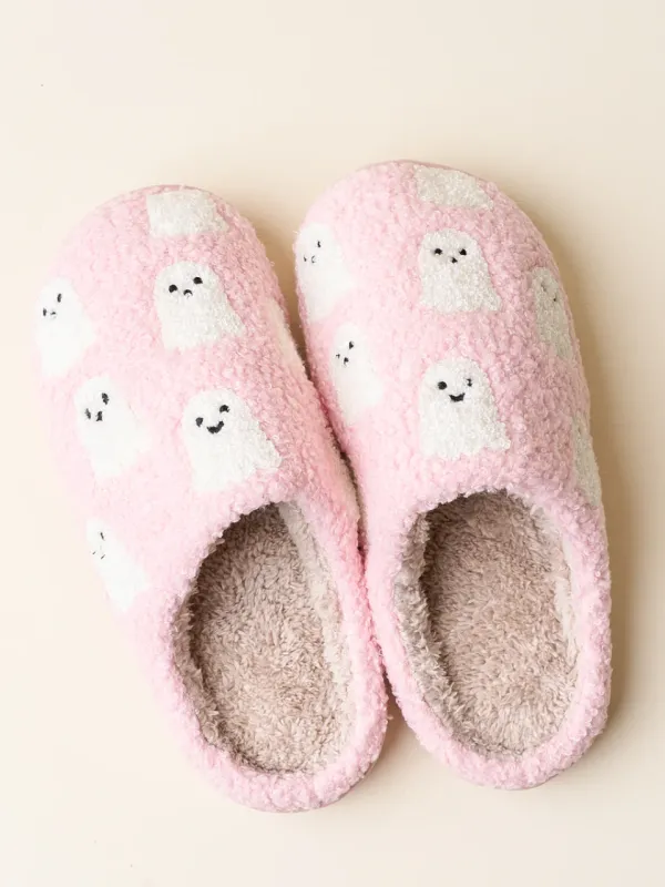 THE DARLING EFFECT Fuzzy Ghost Slippers sold by 27 Boutique