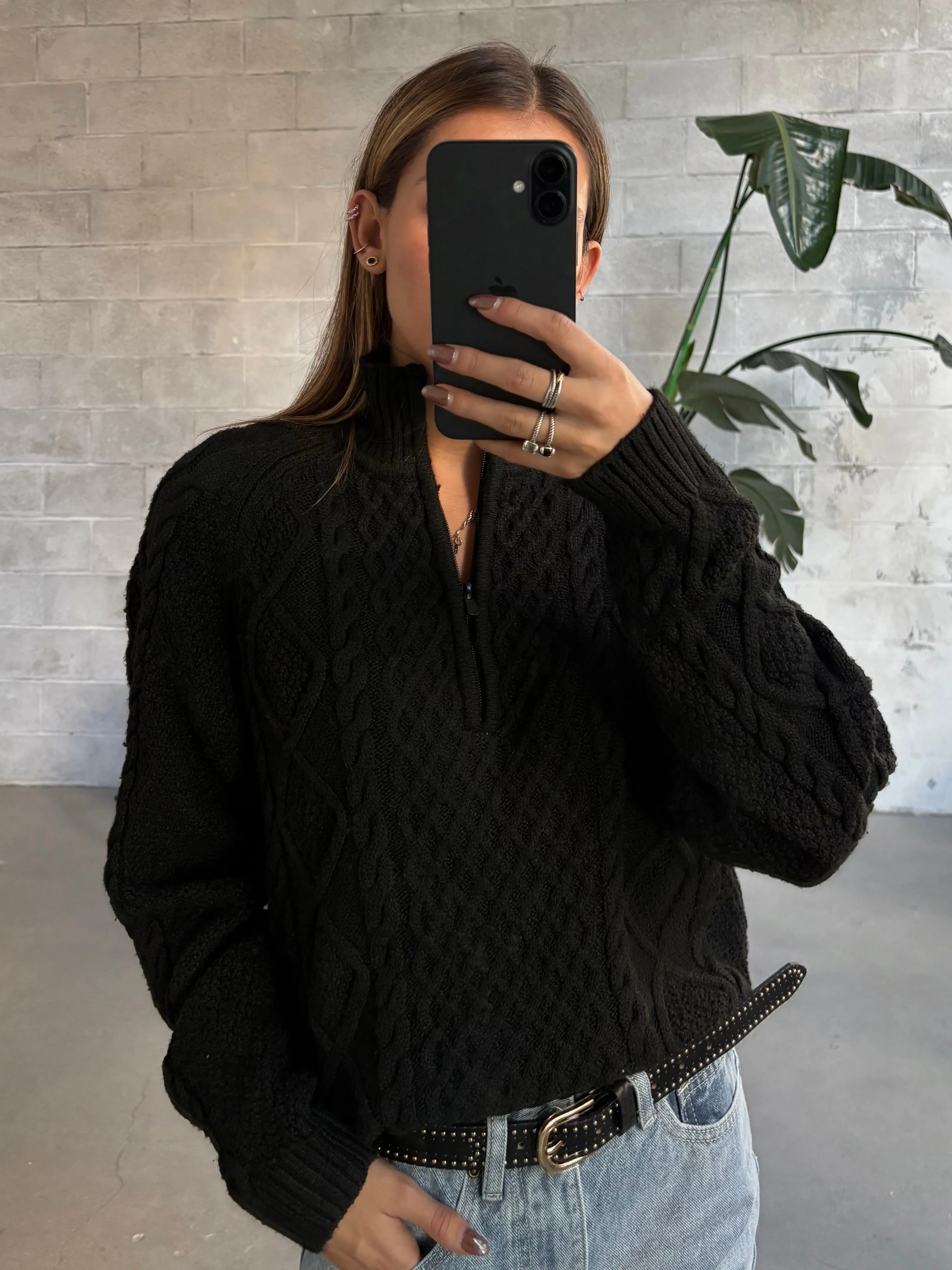 ROOM 34 Half Zip Cable Knit Sweater sold by 27 Boutique