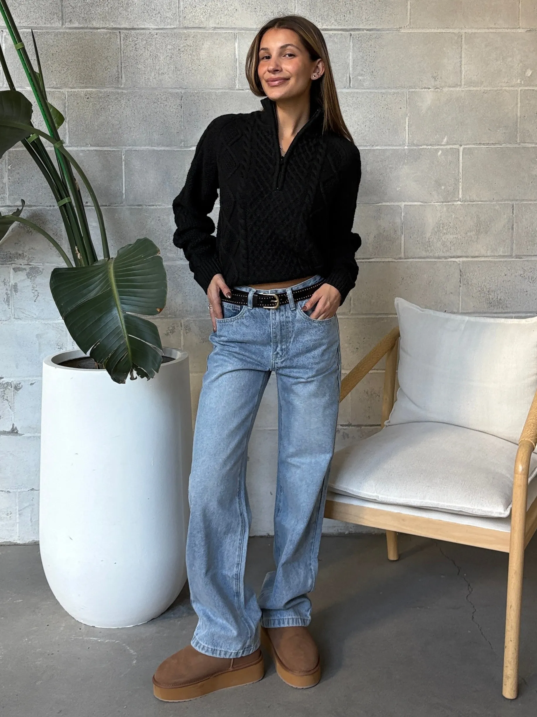 ROOM 34 Half Zip Cable Knit Sweater sold by 27 Boutique product image thumbnail 2