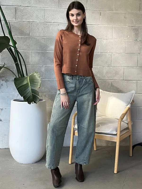 DEX Button Front Cropped Cardigan sold by 27 Boutique